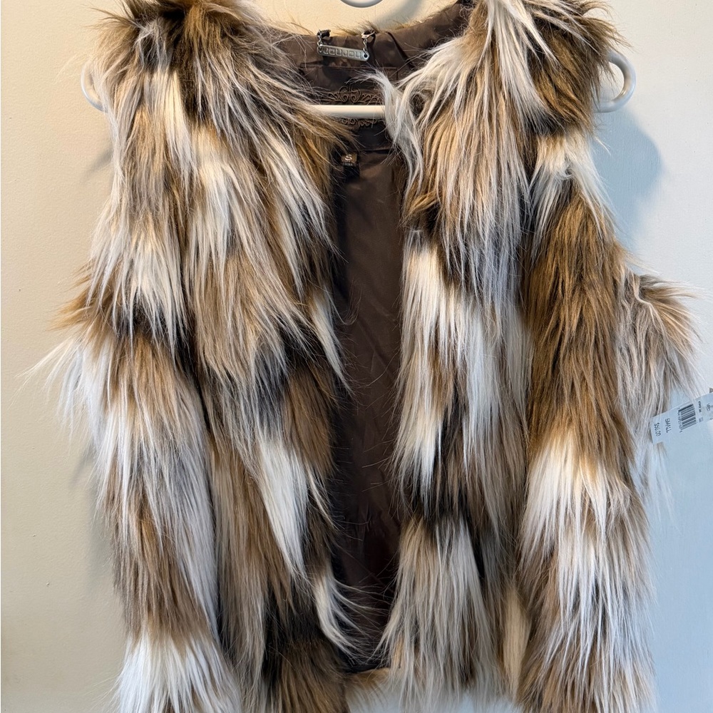 Jou Jou Faux Fur Vest - Brown and Cream